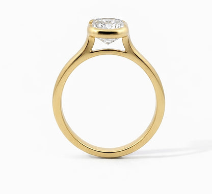 14K Yellow Gold Bezel Emerald Solitaire Engagement Ring, ER1511