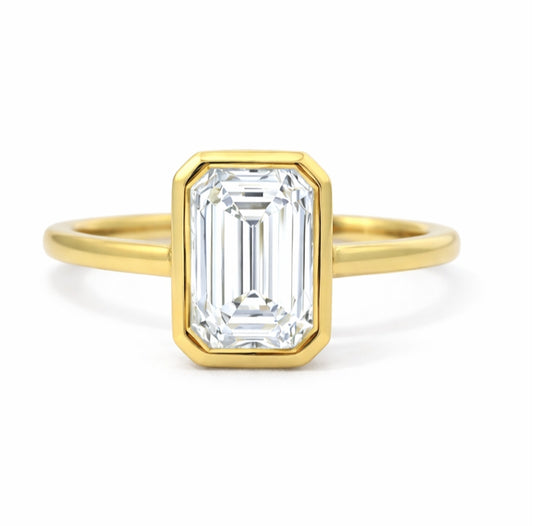 Bezel Emerald Solitaire Engagement Ring, ER1511