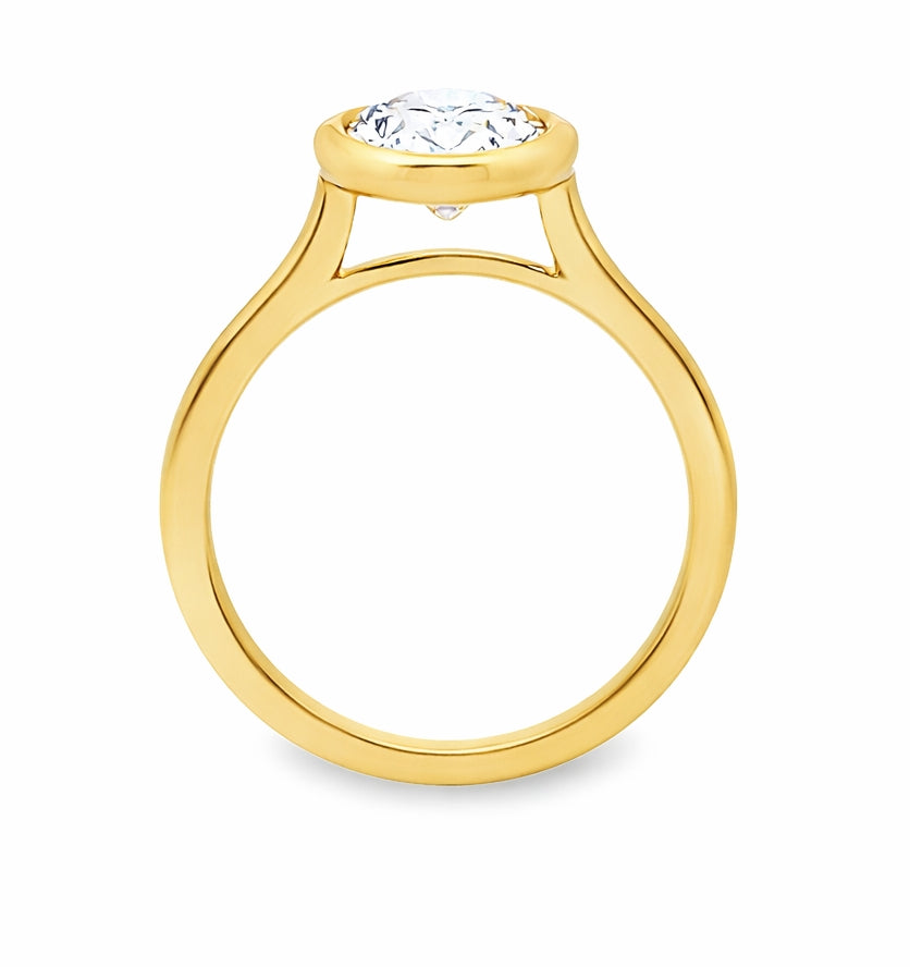 Oval Cut Bezel Solitaire Ring 1.5mm, ER1512