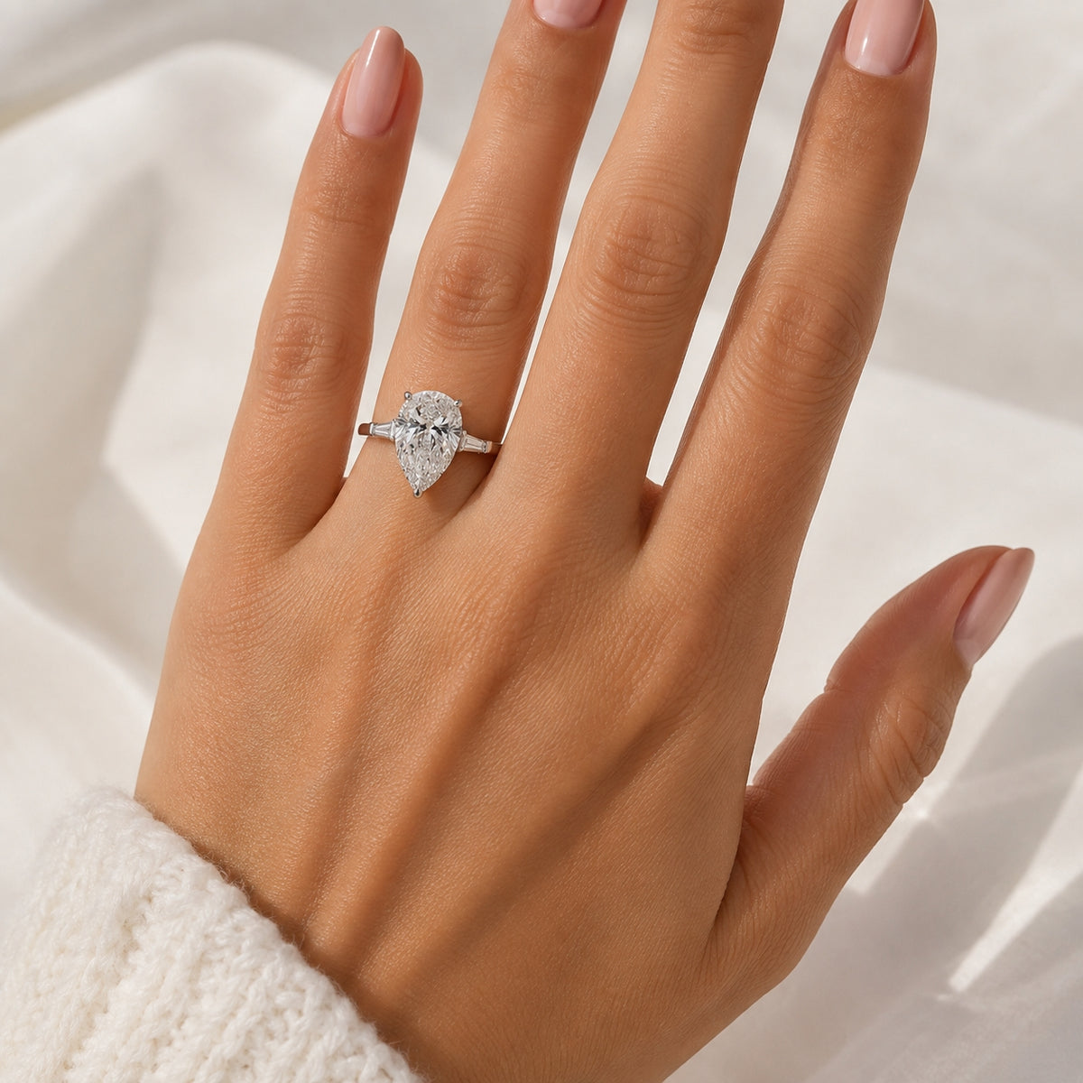 Platinum 5.00CT Three-Stone Engagement Ring, ER1525