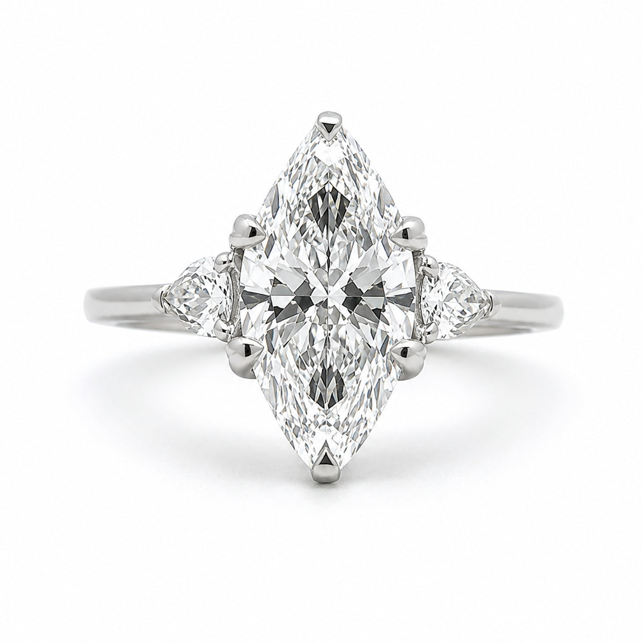 14K White Gold 3Stone Diamond Engagement Ring ER1526