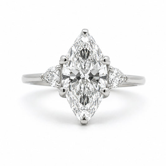 14K White Gold 3Stone Diamond Engagement Ring ER1526