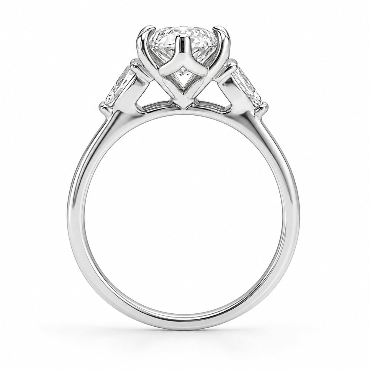 14K White Gold 3Stone Diamond Engagement Ring ER1526