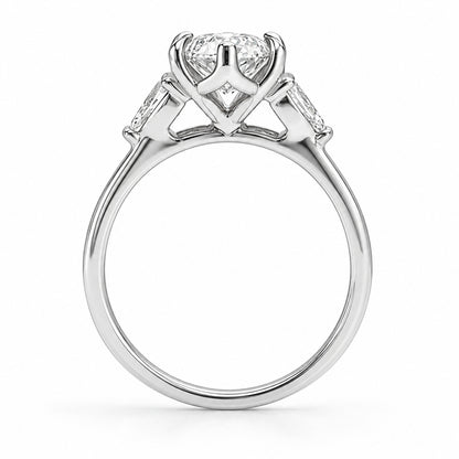 14K White Gold 3Stone Diamond Engagement Ring ER1526