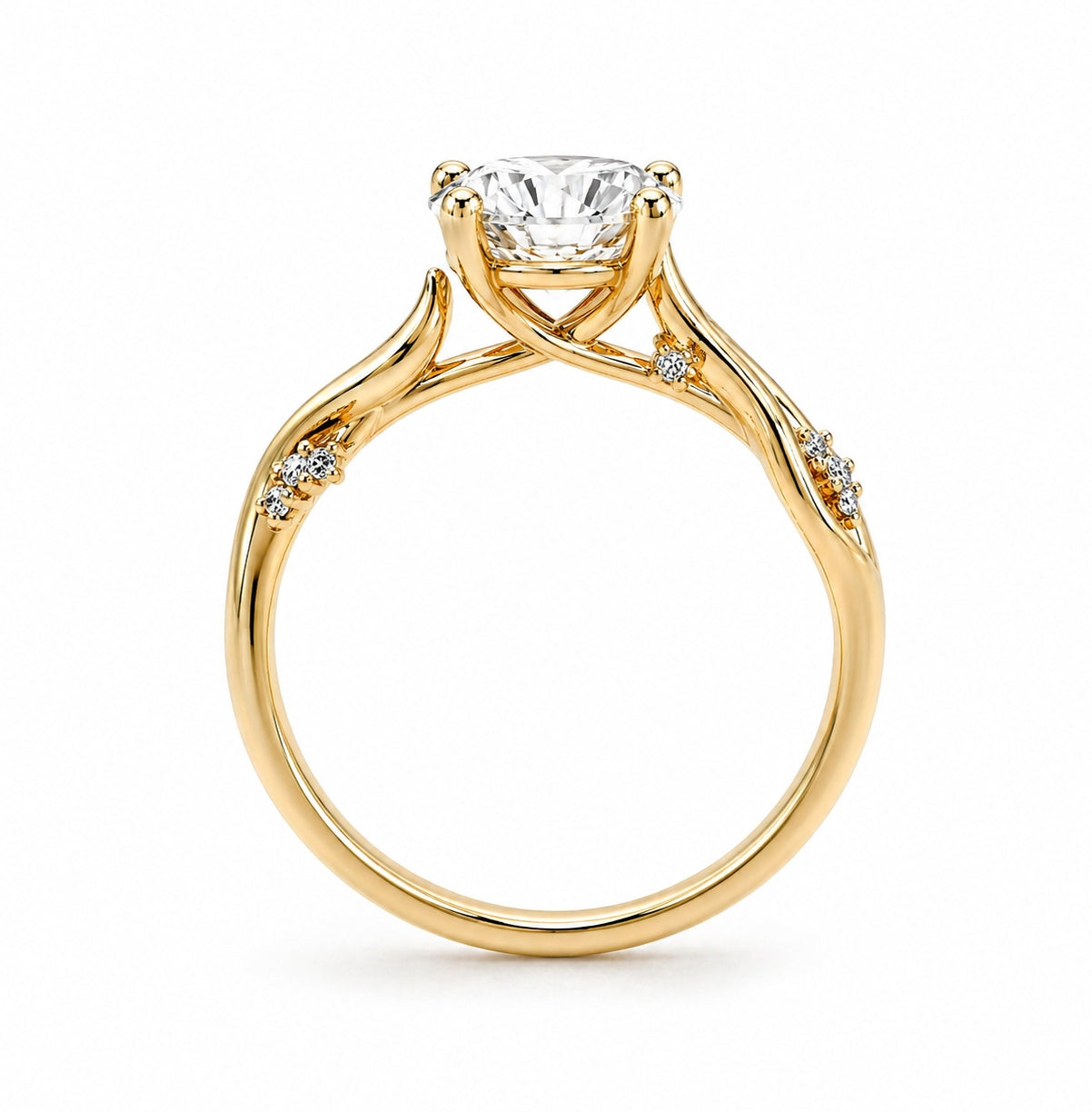 14K Yellow Gold Vine-Inspired Engagement Ring, SO1465
