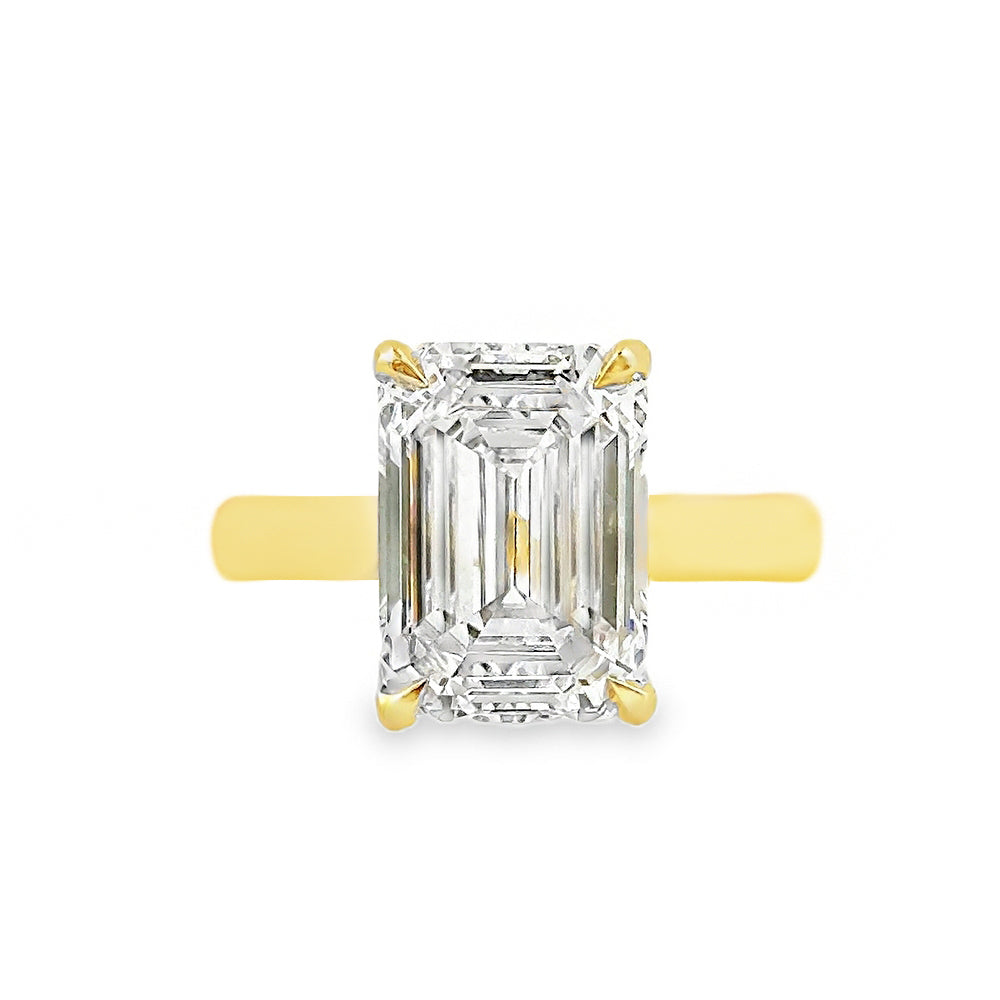 14K Yellow Gold Engagement Ring With Emerald Cut Center Stone -SOL1065
