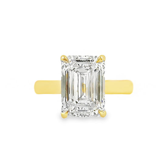 14K Yellow Gold Engagement Ring With Emerald Cut Center Stone -SOL1065