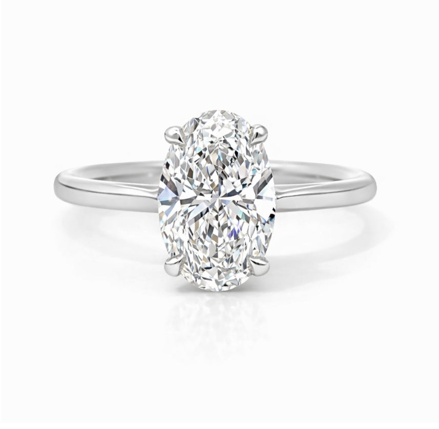 Cathedral Solitaire Engagement Ring with Oval Diamond, SOL1309