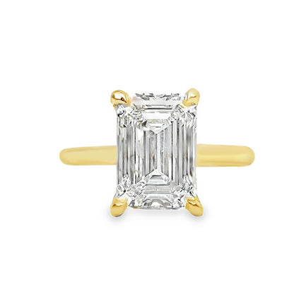 14K Yellow Gold Engagement Ring With Emerald Cut Center Stone -SOL1313