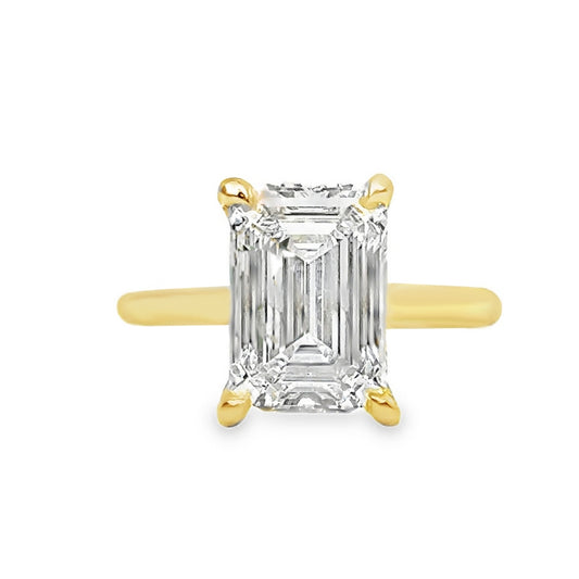 14K Yellow Gold Engagement Ring With Emerald Cut Center Stone -SOL1313