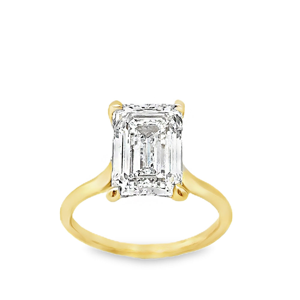 14K Yellow Gold Engagement Ring With Emerald Cut Center Stone -SOL1313