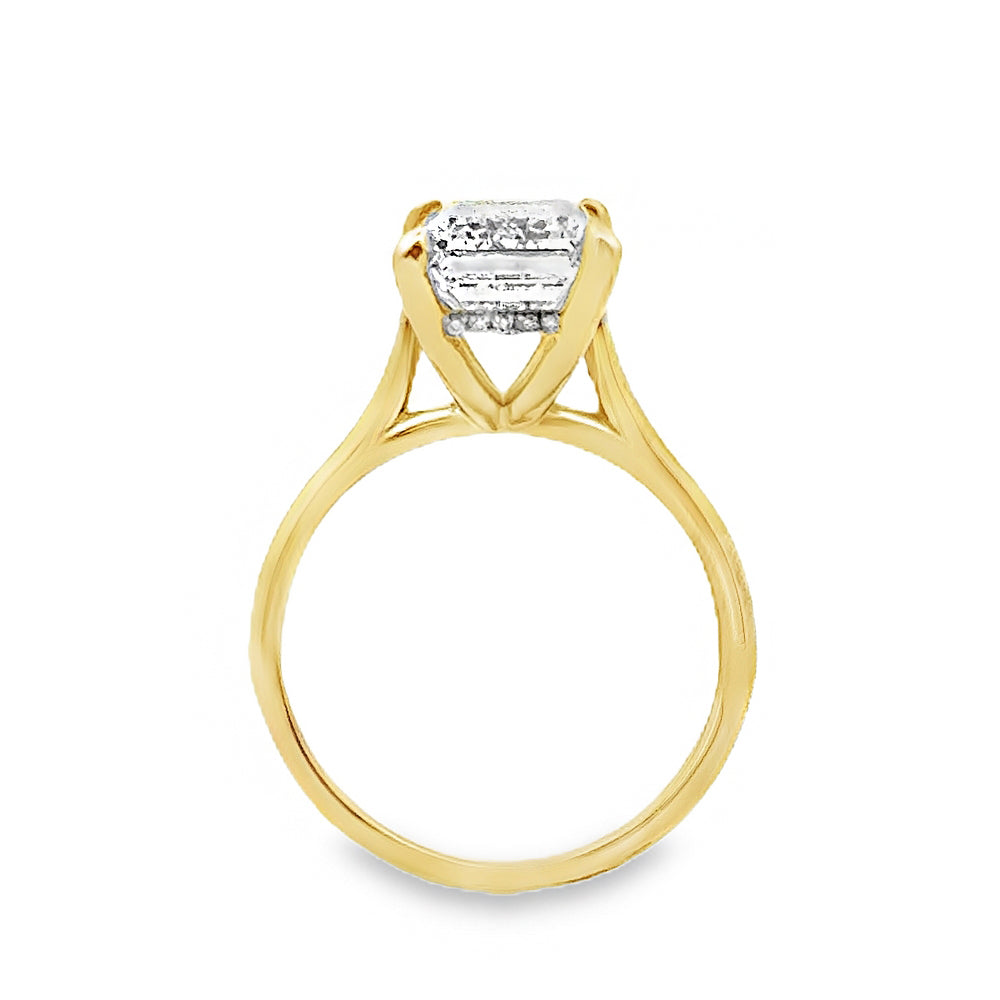 14K Yellow Gold Engagement Ring With Emerald Cut Center Stone -SOL1313