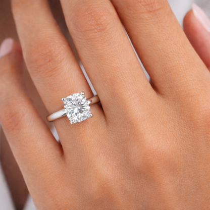 Cathedral Solitaire Engagement Ring Radiant Cut Low Setting, SOL1317