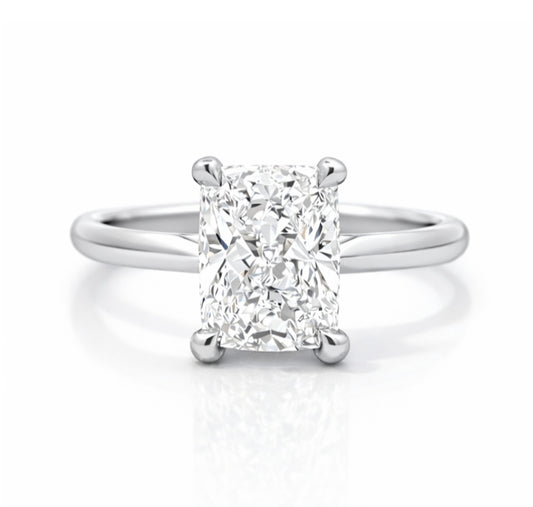 Cathedral Solitaire Engagement Ring Radiant Cut Low Setting, SOL1317