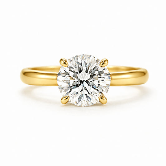 14K Yellow Gold 4-Prong Solitaire 3.00ct Round Diamond, SOL1390