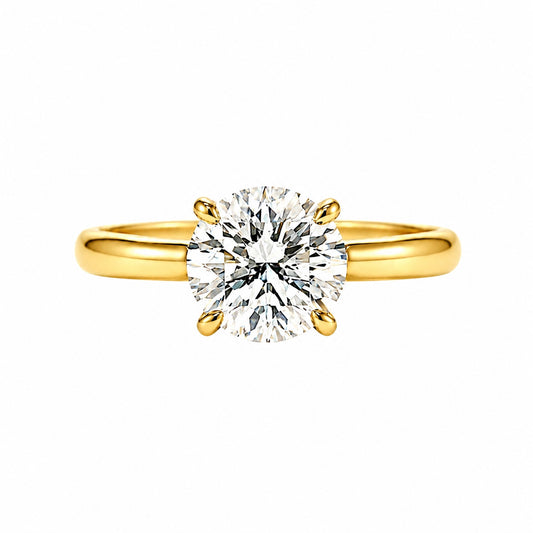 14K Yellow Gold 4-Prong Solitaire 3.00ct Round Diamond, SOL1390