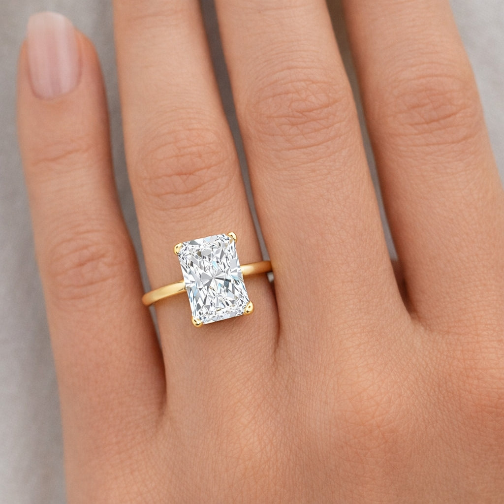 Cathedral Solitaire Engagement Ring Radiant Cut High Setting, SOL1398