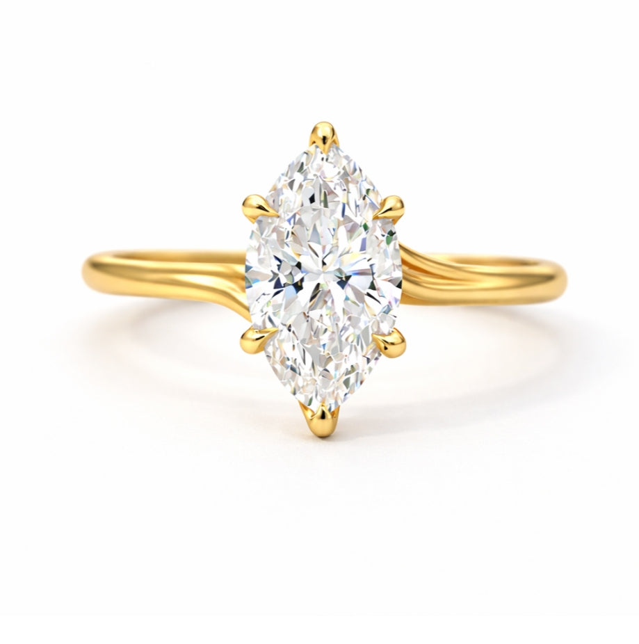 Twisted Prong Solitaire Engagement Ring Marquise Cut, SOL1451