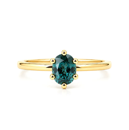 14K Yellow Gold Green Sapphire  6-Prong Solitaire Ring SOL1470