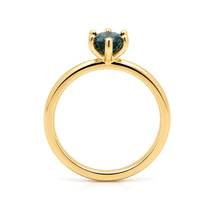14K Yellow Gold Green Sapphire  6-Prong Solitaire Ring SOL1470
