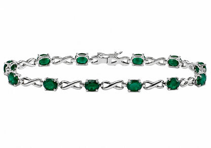 6.10 Carat 14k White Gold Emerald Bracelet - B01030