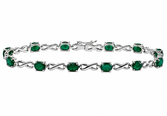 6.10 Carat 14k White Gold Emerald Bracelet - B01030