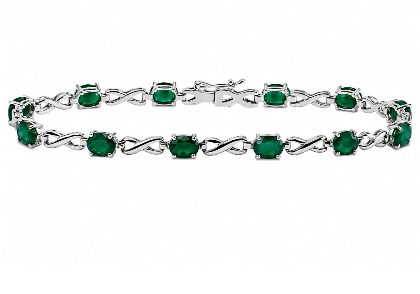 6.10 Carat 14k White Gold Emerald Bracelet - B01030