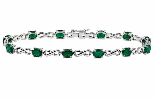 6.10 Carat 14k White Gold Emerald Bracelet - B01030