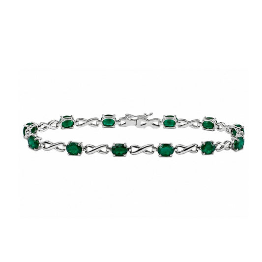 14k White Gold Emerald Fancy Bracelet  B01030