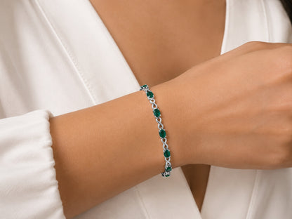 6.10 Carat 14k White Gold Emerald Bracelet - B01030