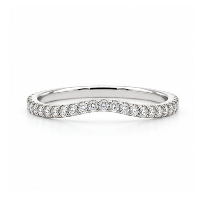 14K White Gold Curved Band-2mm, 0.26CT Diamonds, BAND01059