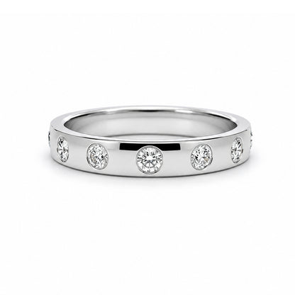 14K White Gold Bezel-Set Diamond Wedding BAND01367
