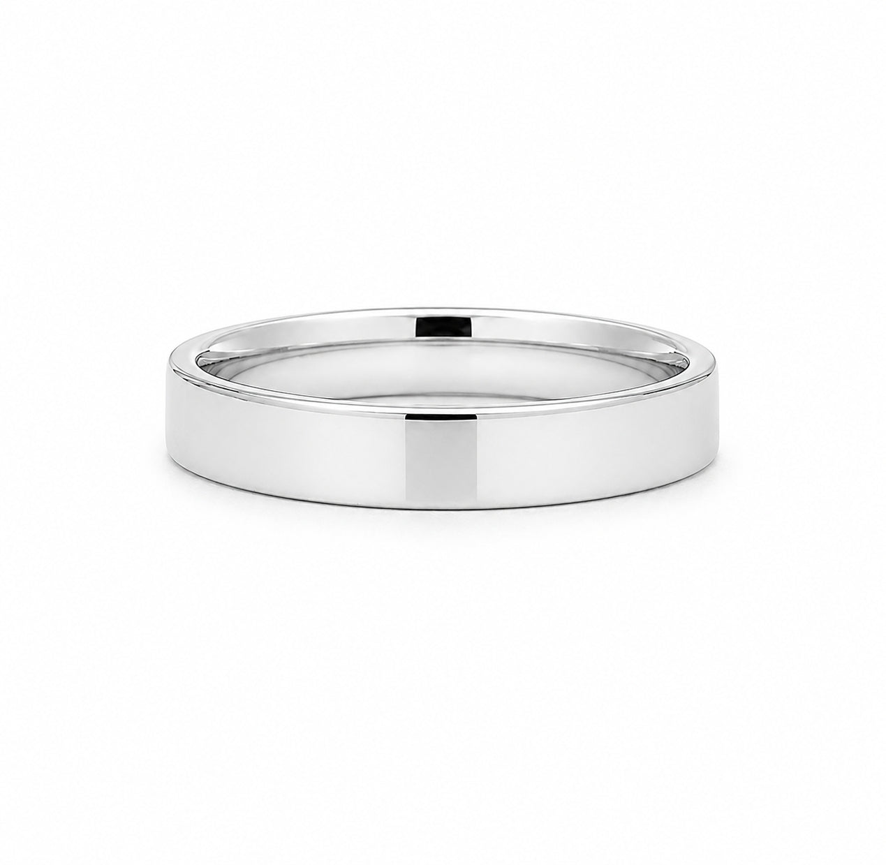 3MM 14K White Gold Flat Classic Wedding BAND1004