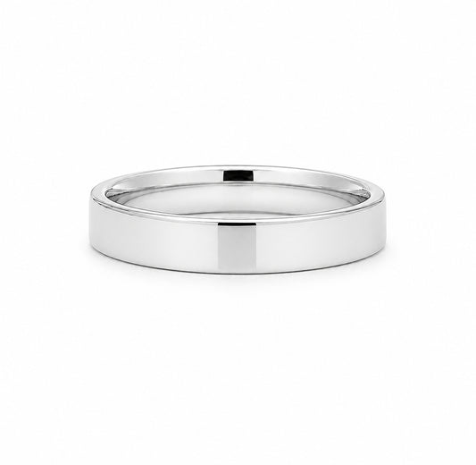 3MM 14K White Gold Flat Classic Wedding BAND1004