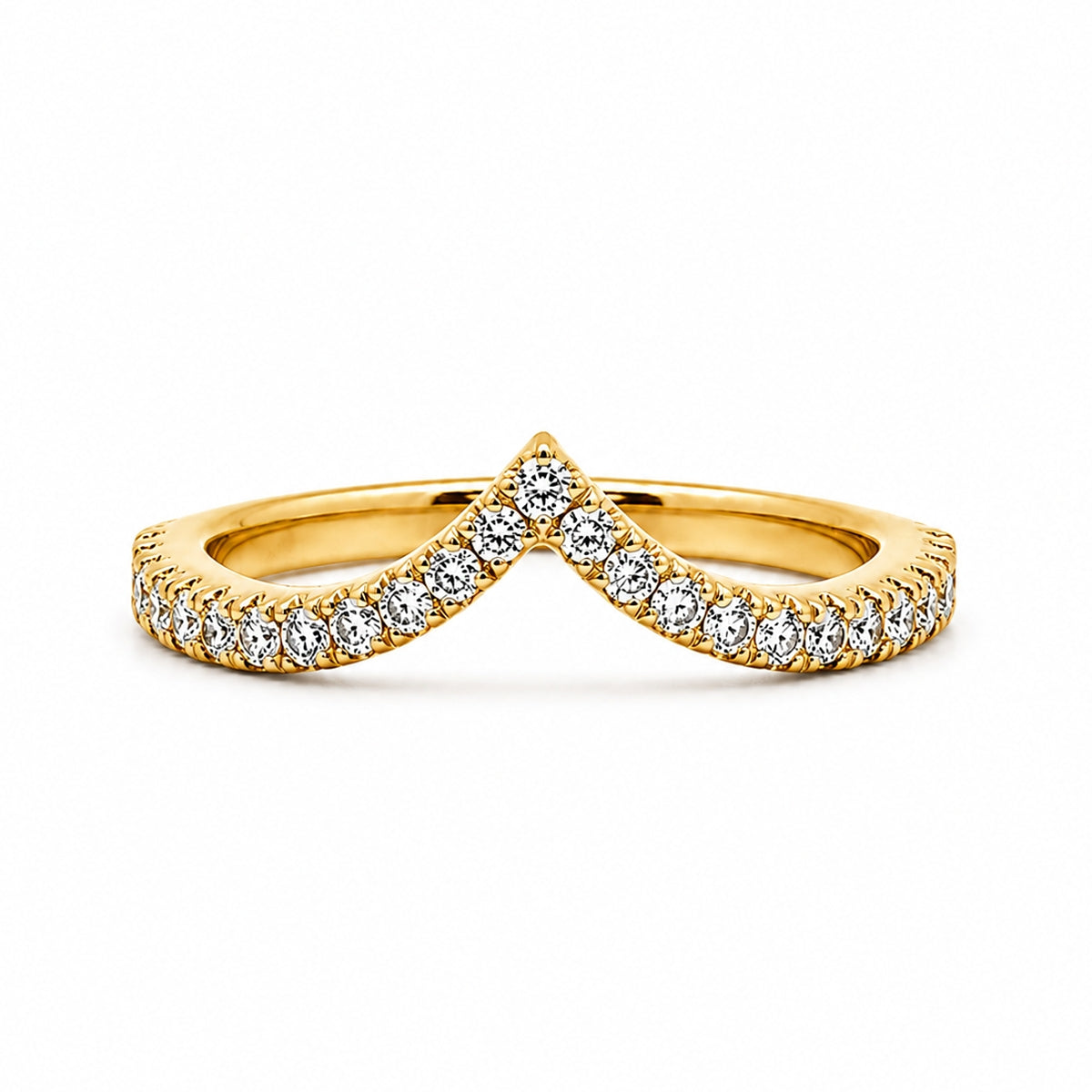 14K Yellow Gold Curved Band 1.8MM with Diamonds 0.32CT, BAND1397
