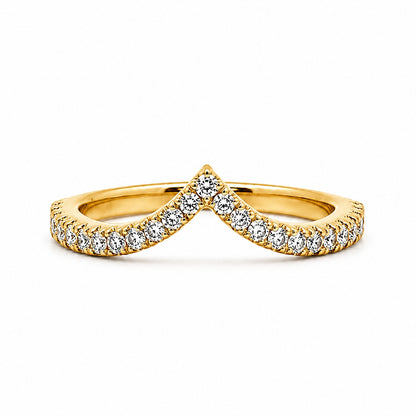 14K Yellow Gold Curved Band 1.8MM with Diamonds 0.32CT, BAND1397