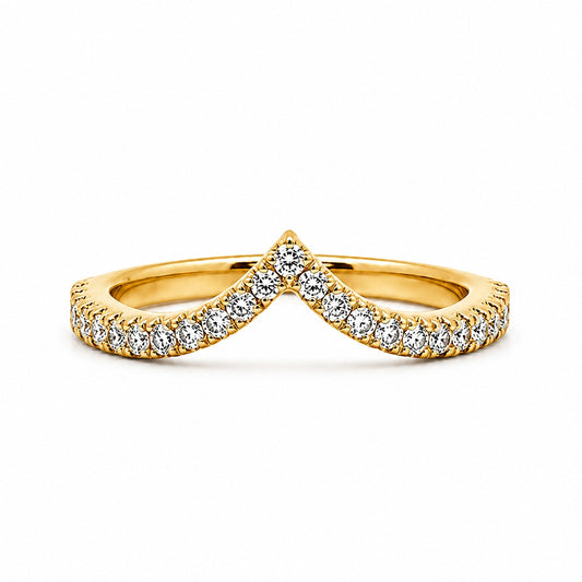 14K Yellow Gold Curved Band 1.8MM with Diamonds 0.32CT, BAND1397
