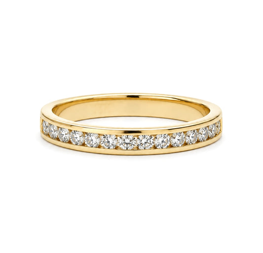14K Yellow Gold Channel Set Round Cut Diamond 2.5mm BAND2068