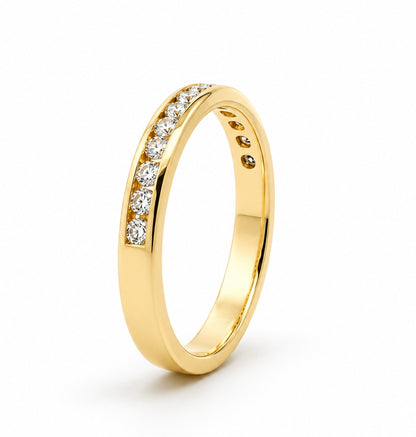 14K Yellow Gold Channel Set Round Cut Diamond BAND2068