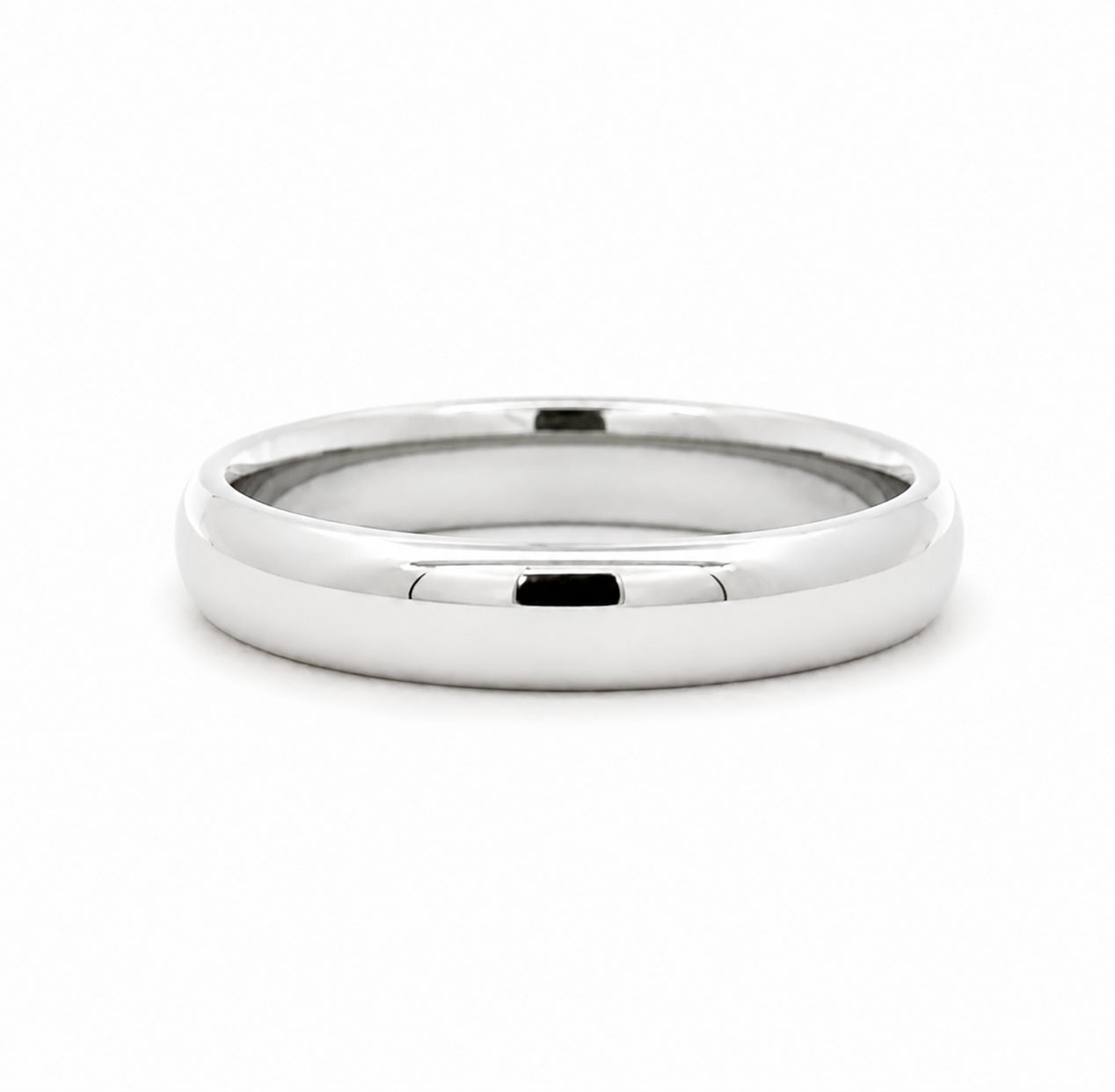 4MM 14K White Gold Dome Plain Wedding BAND20