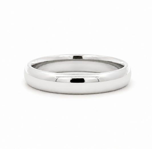 4MM 14K White Gold Dome Plain Wedding BAND20