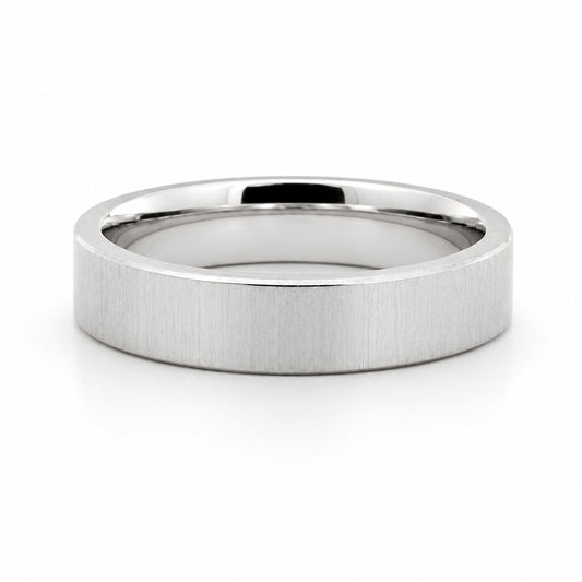 5MM 14K White Gold Matte Finish Wedding BAND2141