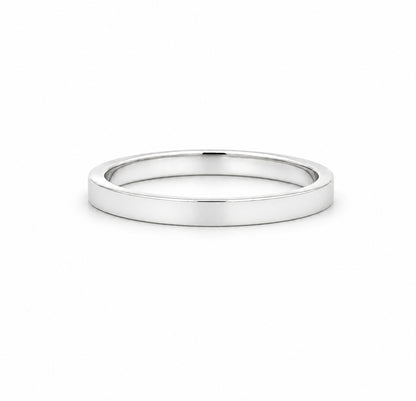 2MM 14K White Gold Comfort Fit Plain Wedding Band2155