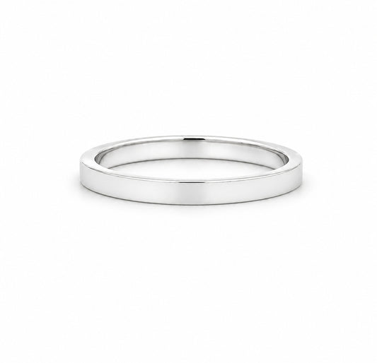 2MM 14K White Gold Comfort Fit Plain Wedding Band2155