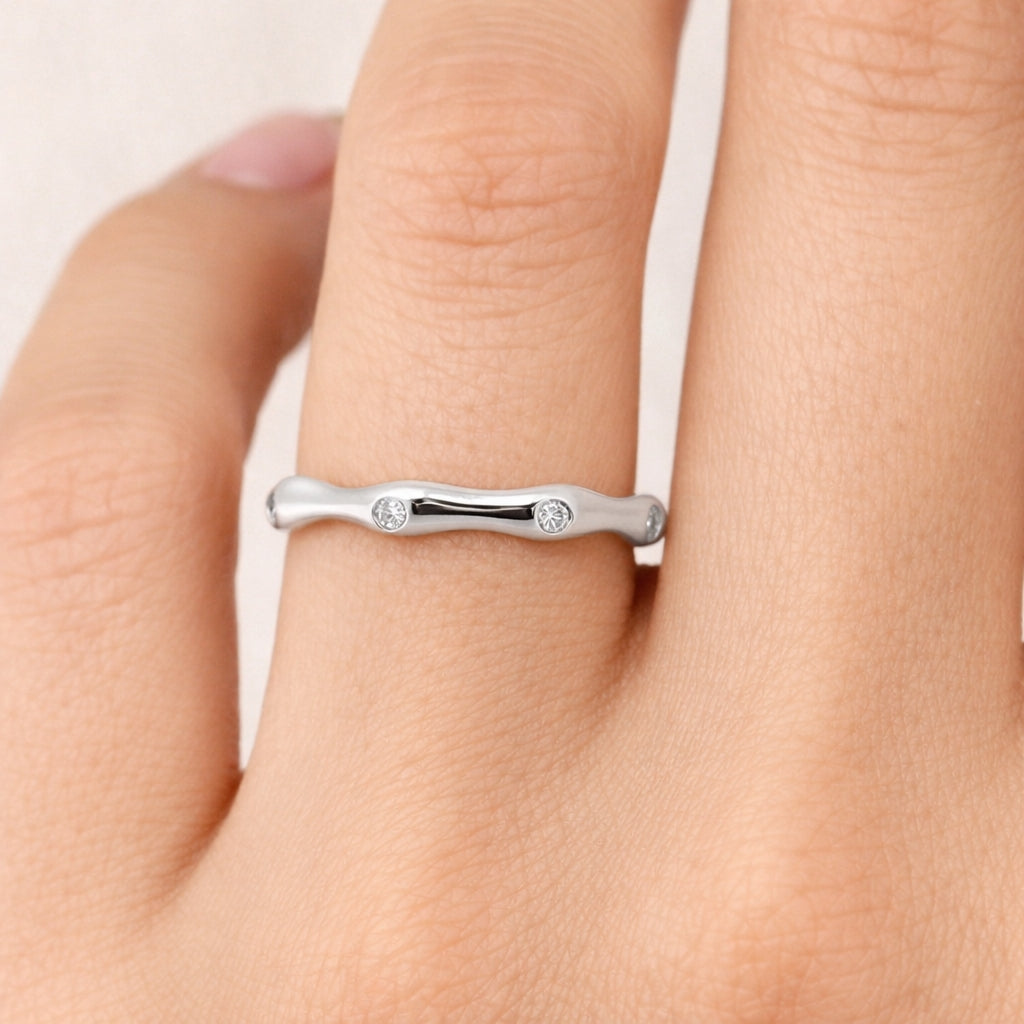 Bamboo Diamond Wedding Band 0.25ct, Band2207