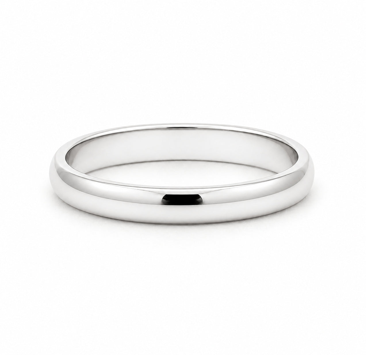 3MM 14K White Gold Dome Plain Wedding BAND2273