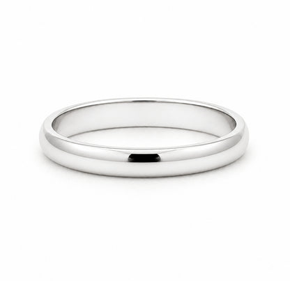 3MM 14K White Gold Dome Plain Wedding BAND2273