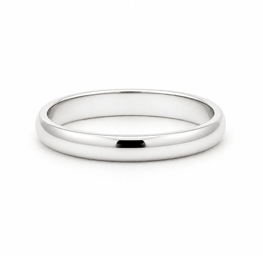 3MM 14K White Gold Dome Plain Wedding BAND2273