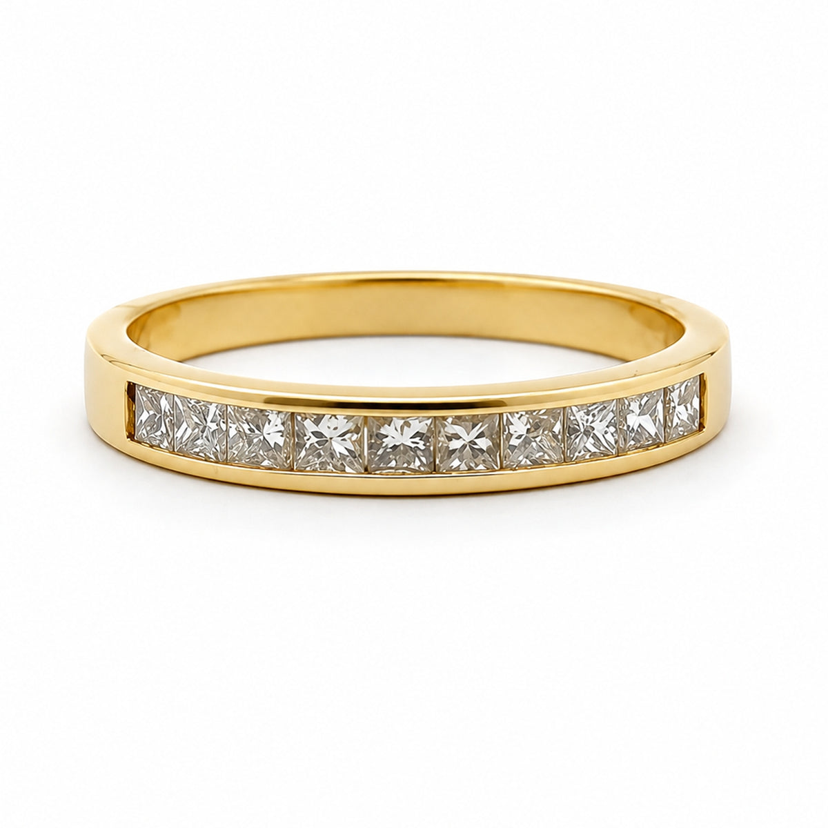 14K Yellow Gold Wedding Band With Princess Cut Diamonds 0.50CT BAND2276