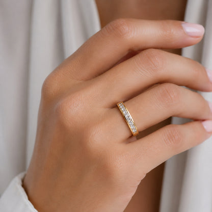 14K Yellow Gold Wedding Band With Princess Cut Diamonds 0.50CT BAND2276